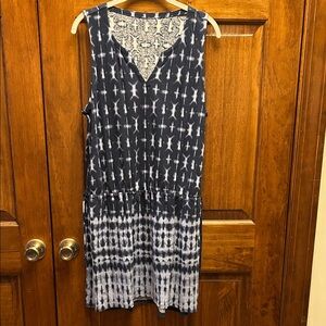 J. Jill Indigo and White Patterned Midi Dress